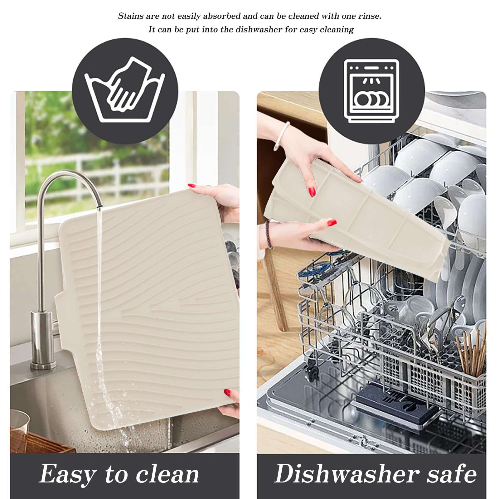 RoseFlower Draining Board Mats for Kitchen Counter Silicone Dish Drying Mat for Kitchen for Draining Sink Silicone Dish Drying Mat - Image 3
