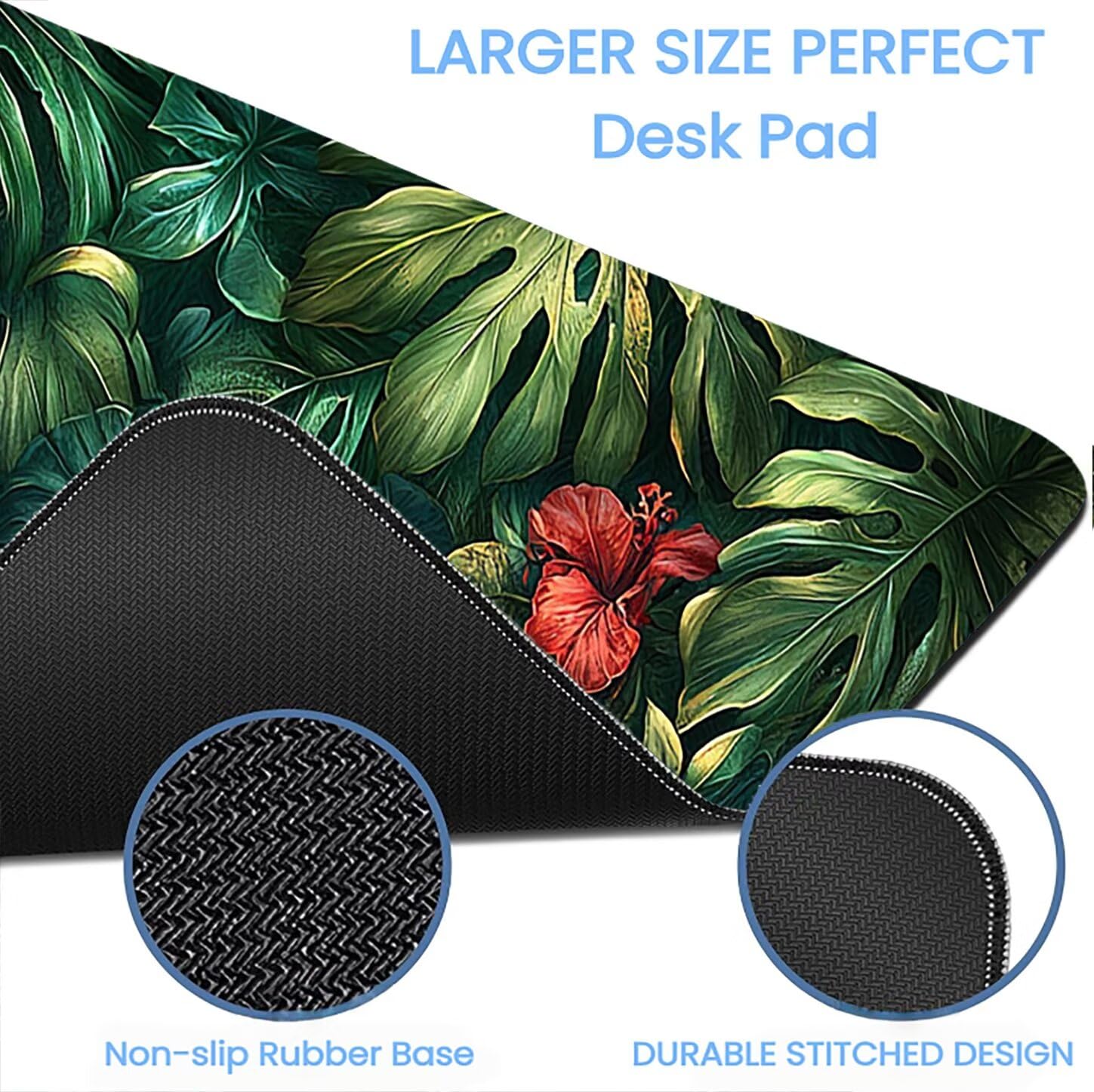 Lpfieonn Anlage Großes Schreibtischunterlage, XXL Schreibtischunterlagen, Blume XXL Wasserdicht Gaming Mousepad mit Vernähter Rand und Rutschfeste Gummibasis, für Laptop/Hause/Büro 120x60cm PF-2165