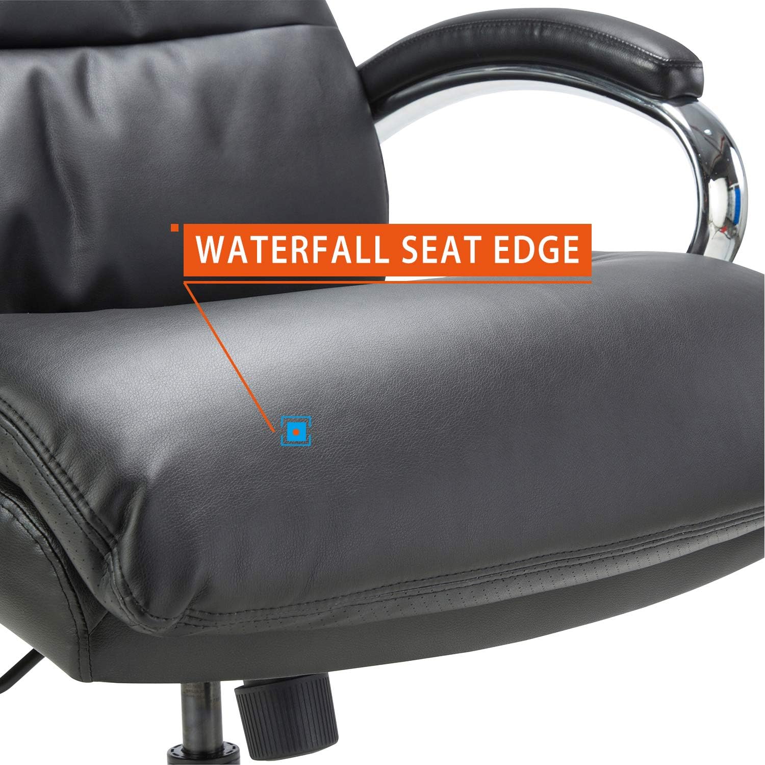 CLATINA Ergonomic Big and Tall Executive Office Chair with Bonded Leather 400lbs High Capacity Swivel Adjustable Height Thick Padding Headrest and Armrest for Home Office Black