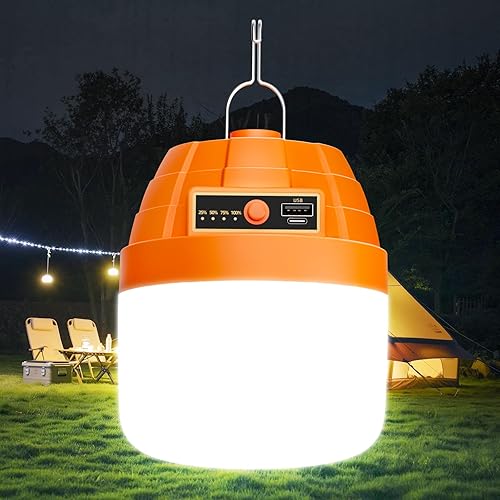 Miniatura 1 de Linterna LED portátil recargable, 3000 lúmenes, batería externa de 10000 mAh, luces LED para tienda de campaña, luz de campamento impermeable