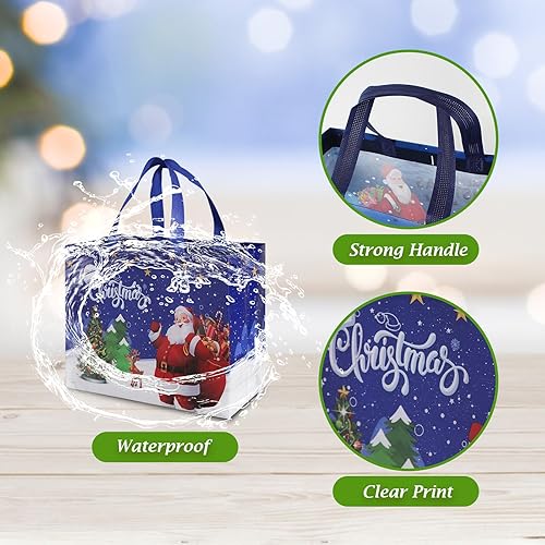 Miniatura 4 de Bolsas de regalo de Navidad, 9 unidades, bolsas reutilizables de Navidad con asa para regalos, compras, suministros de fiesta, bolsas de regalo de