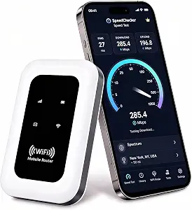 4G LTE Mobile WiFi Hotspot Unlocked, Portable WiFi Router with 3000mAh Battery – Connects up to 10 Devices, WPA2-PSK Security