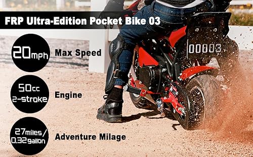 Miniatura 3 de Fit Right 2020 - Minimoto a gasolina 02 en 40 cc de 4 tiempos soporta hasta 165 libras aprobada por EPA perfecta minimotocicleta de bolsillo para