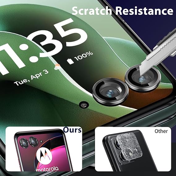 Zeking (2 Set) for Motorola Razr 60 Ultra Camera Lens Protector, Motorola Razr Ultra 2025 Camera Lens Protector Scratch-Resistant HD Clarity Ultra-Thin 9H Tempered Glass with Aluminum Edging, Individual Metal Lens Cover (Black)