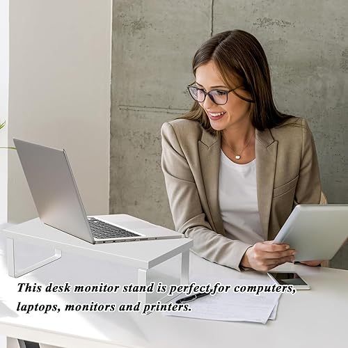 Miniatura 8 de Soporte de madera estable para monitor de computadora para organizador de escritorio, estante elevador de computadora antideslizante para PC,