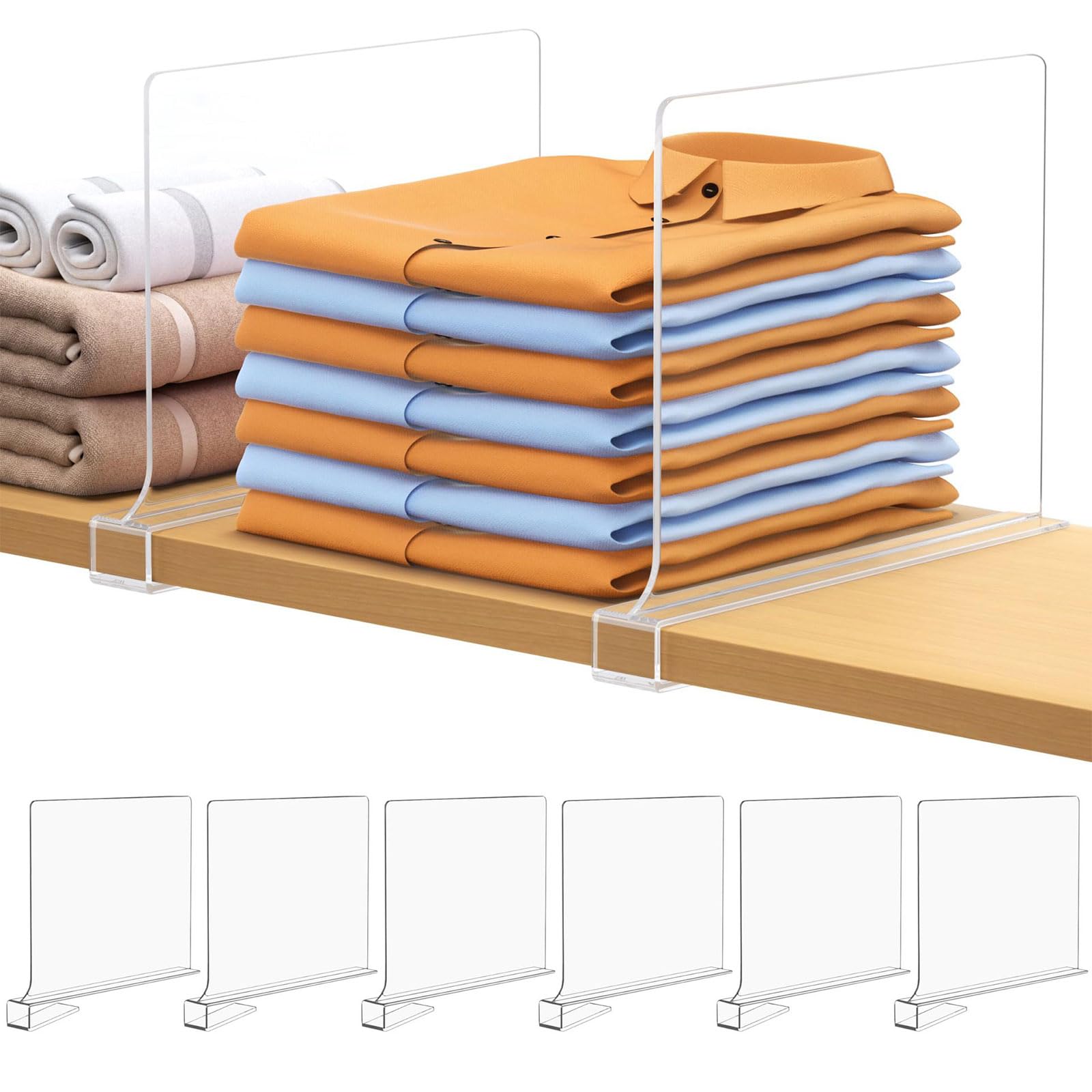 6 organizzatori per scaffali per armadietti con Montaggio rapido, Ideali per i Proprietari Case, Soluzione archiviazione Scaffale Flessibile