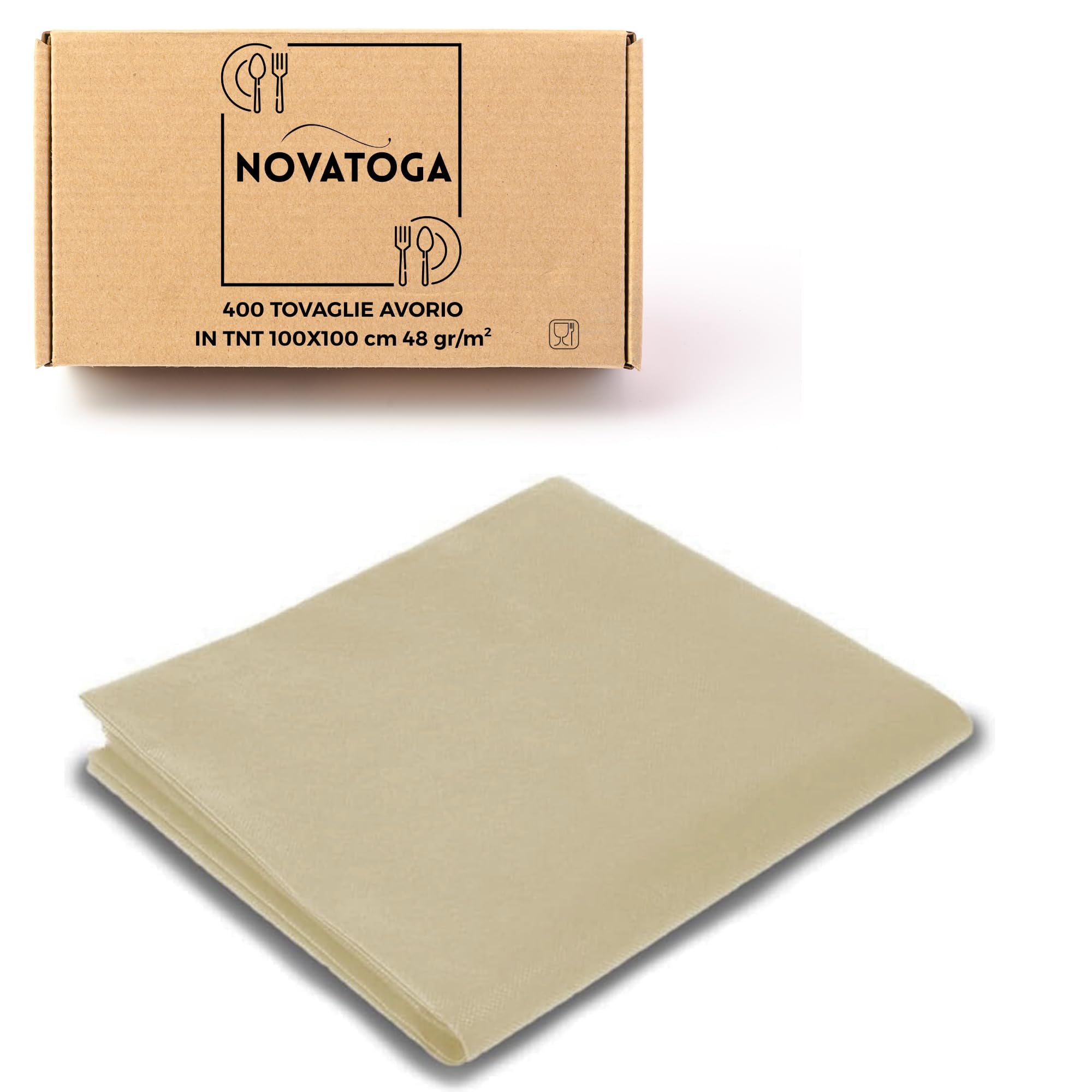 Manteles cubremanchas desechables marfil TNT 100 x 100 cm resistentes tipo tela alta gramaje 48 g manteles fiesta restaurante pizzería agroturismo trattoria mantel desechables impermeables (400)