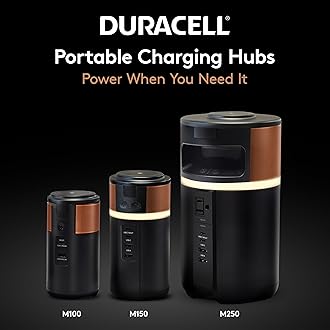 DURACELL, M150 Power Station, Lightweight and Compact, Portable Charging Hub and Charger for Laptops, Phones, Tablets, Earbuds and Smartwatches, 150W (91 Wh) Dock Included