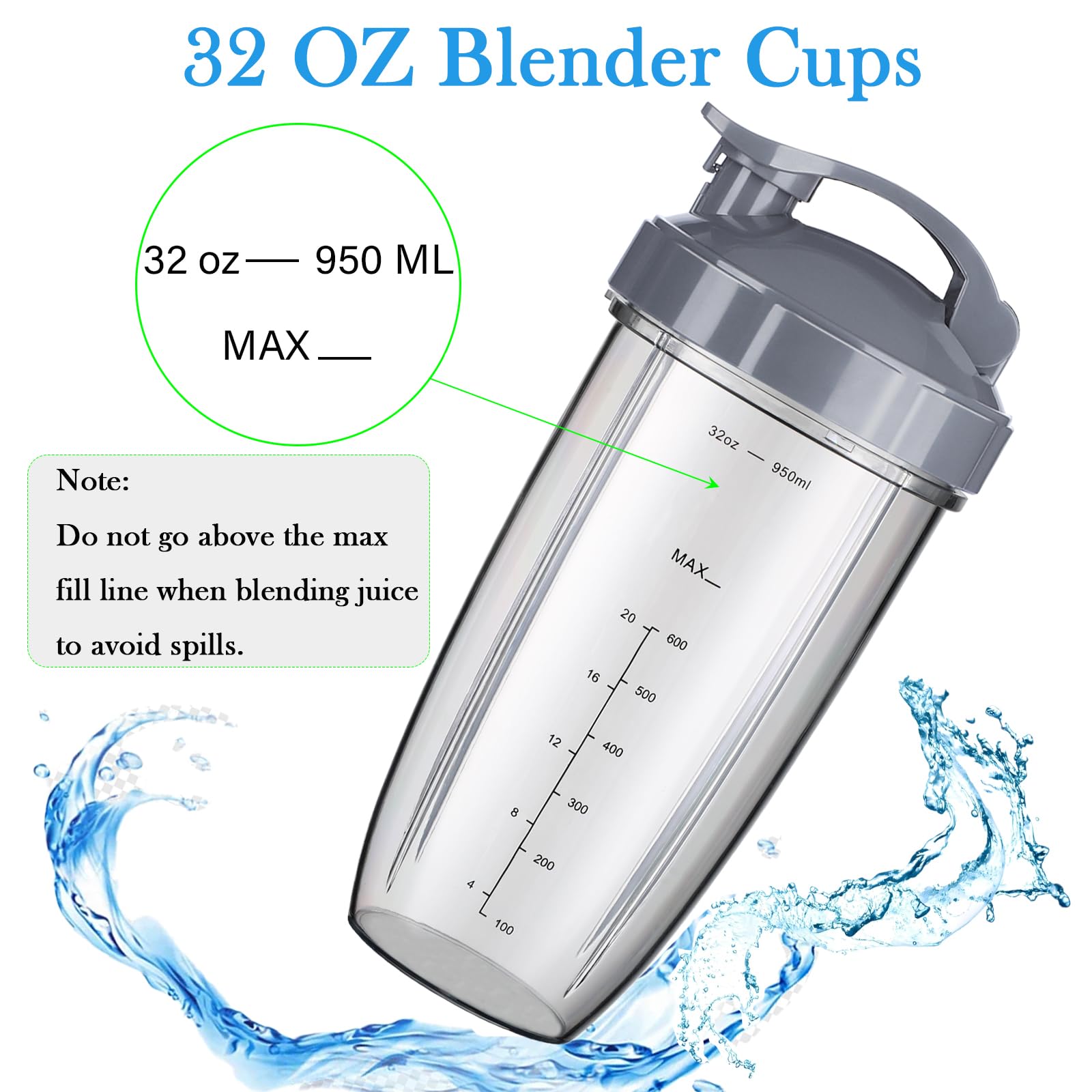 Do nutribullet Blender Cup & Blade Zestaw wymienny 900 ml, ogromny kubek z 2 otwieranymi pokrywkami na wynos, 1 uchwytem pierścieniowym i ostrzem ekstraktora premium, kompatybilny z blenderem