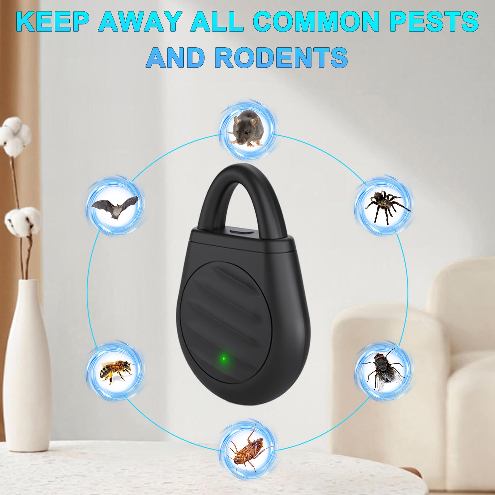 Dispositivo repellente per zanzare a ultrasuoni 2 PZ - Attrezzatura portatile fisica sonica anti-zanzare, repellente per parassiti a ultrasuoni elettronico versatile e affidabile per interni, esterni