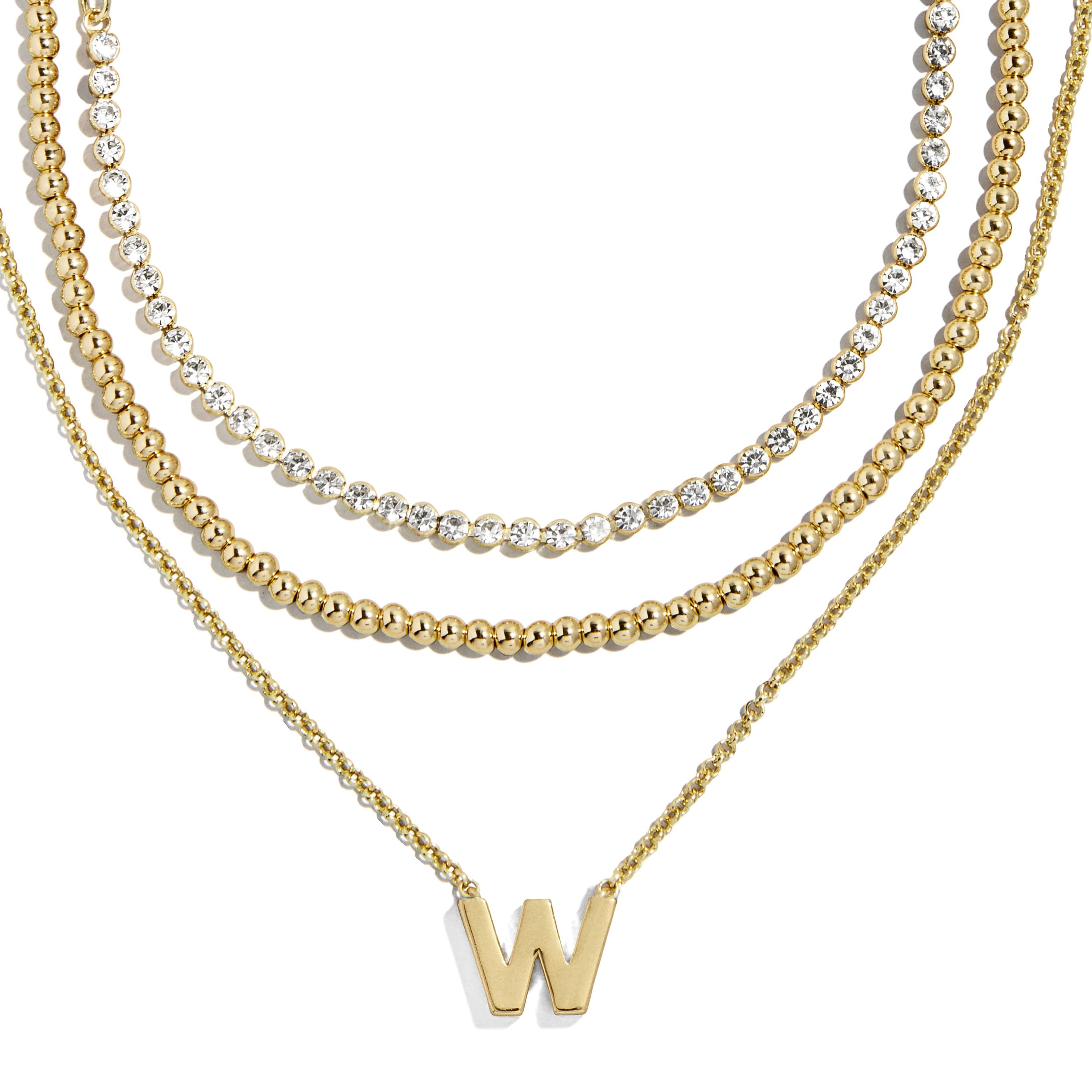 BaubleBar Kenna Pre-Layered Initial Necklace, Gold-Plated, Fashion Jewelry, Gifts for Women, Beautiful and Trendy