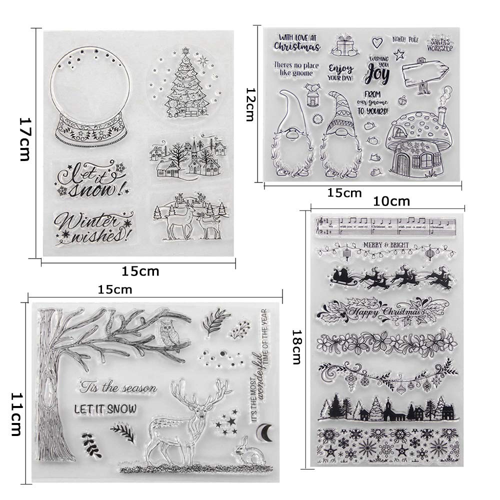 Timbri Trasparenti In Silicone Chiara Impronta, Fiocchi Di Neve, 12x10,5 Cm, Per Scrapbooking E Card Making