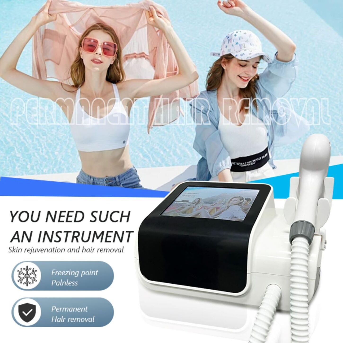 Mini depilator z chłodzeniem lodem, bezbolesne trwałe usuwanie włosów dla całego ciała, odpowiedni dla wszystkich rodzajów skóry i stref intymnych, przenośny mini depilator dla mężczyzn i kobiet