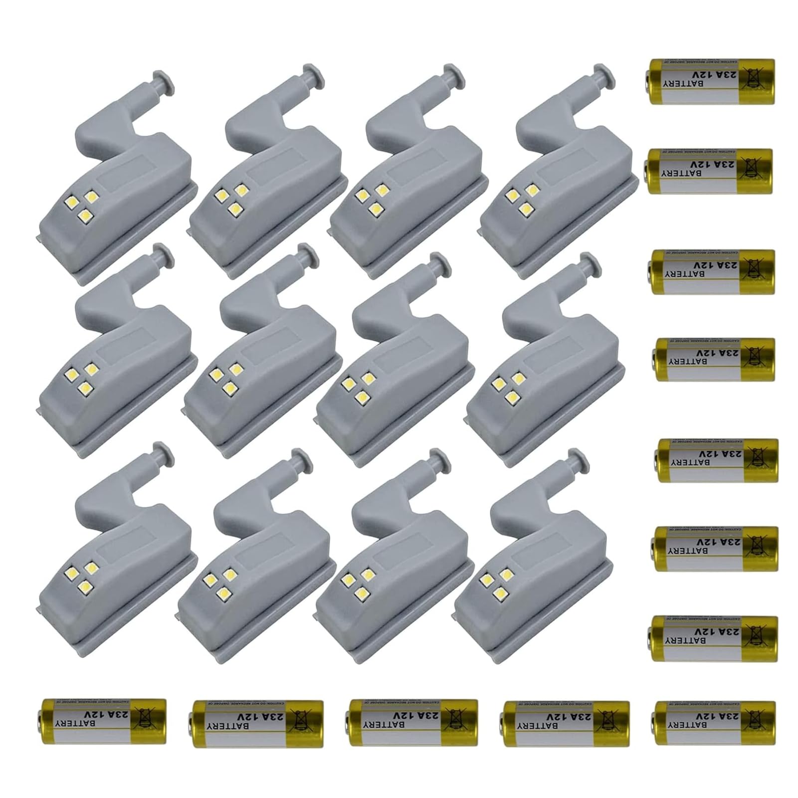 12 Packs Hinge LED Sensor Light -1.89×0.55×0. 55 in Smart Touch Induction Cabinet Light for Kitchen Cabinet Cupboard Closet Night Lights, Living Room/