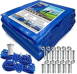 Capa para Piscina 8.5x4.5 Metros CK300 Micras Polietileno + Kit de Instalação - Proteção contra Sujeira, Poeira e Folhas