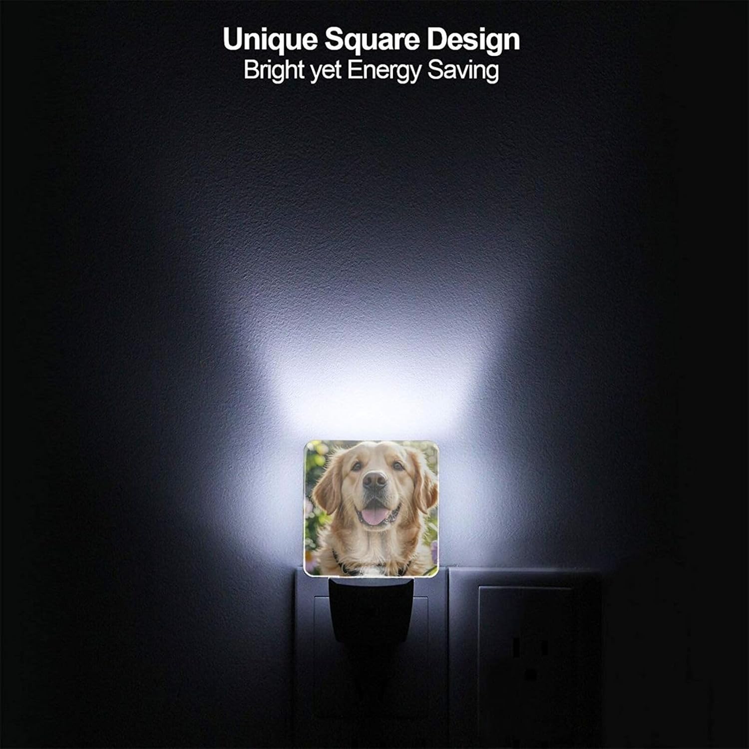 2 Pack Golden Retriever Night Light Plug in Dusk to Dawn Sensor LED Night Lights Plug into Wall Modern Night Lamp with Smart Sensor Automatic Nightlights for Kids Room Bedroom Decor image 5