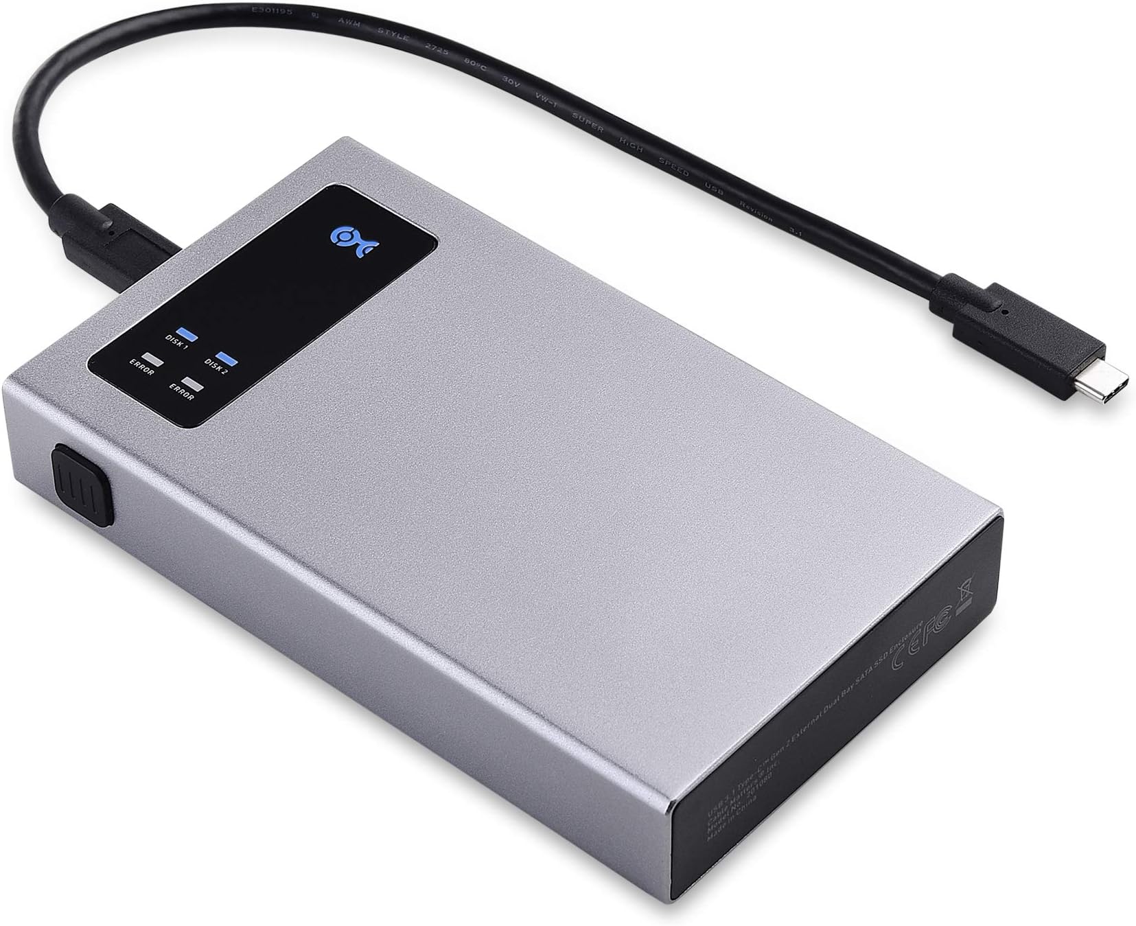 Cable Matters 10Gbps Aluminum Dual Bay 2.5 Inch External SSD Enclosure (USB C Enclosure) with USB-C andUSB-A Cables Supporting RAID 1 and RAID 0 Thunderbolt 4 / USB4 / Thunderbolt 3 Port Compatible