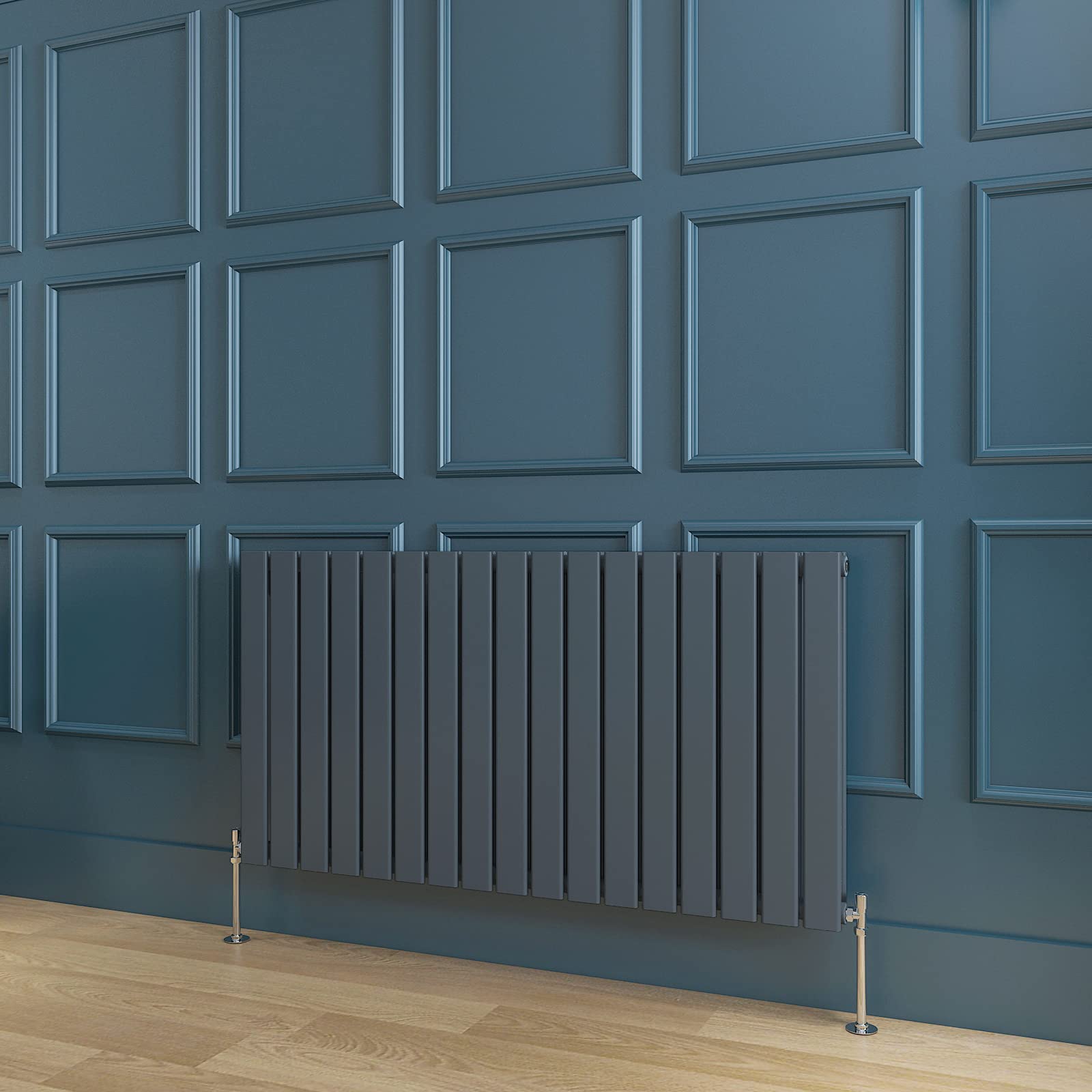 Byb Anthracite Horizontal Radiator Double Flat Panel Designer Radiator Central Heating 600X1156mm Interior Design