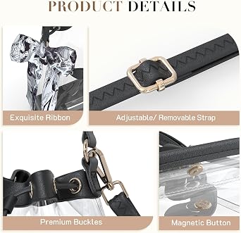 Missnine Clear Bag for Stadium Approved, Clear Crossbody Bucket Bag Transparent PVC Purse for Women, Concert Stadium Events