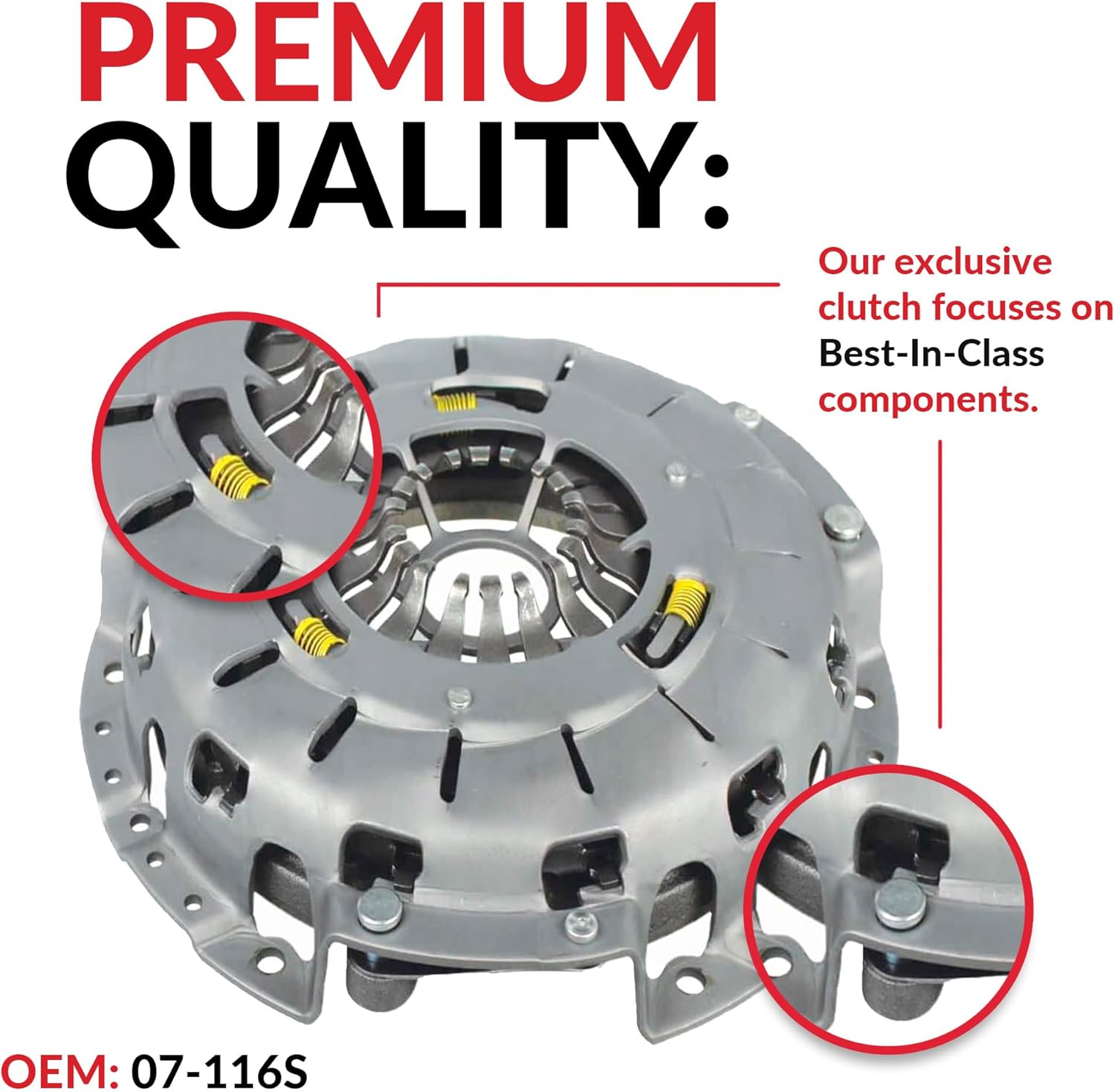 Clutch And Slave Kit Set compatible with Ranger B2300 B2500 B3000 Bse Xl Xlt Limited Sport Stx Ds 1995-2011 2.3L L4 Gas Dohc 2.5L Gas Sohc L4 3.0L V6 Gas Ovh (Self-Adjusting Clutch Cover; 07-116S)