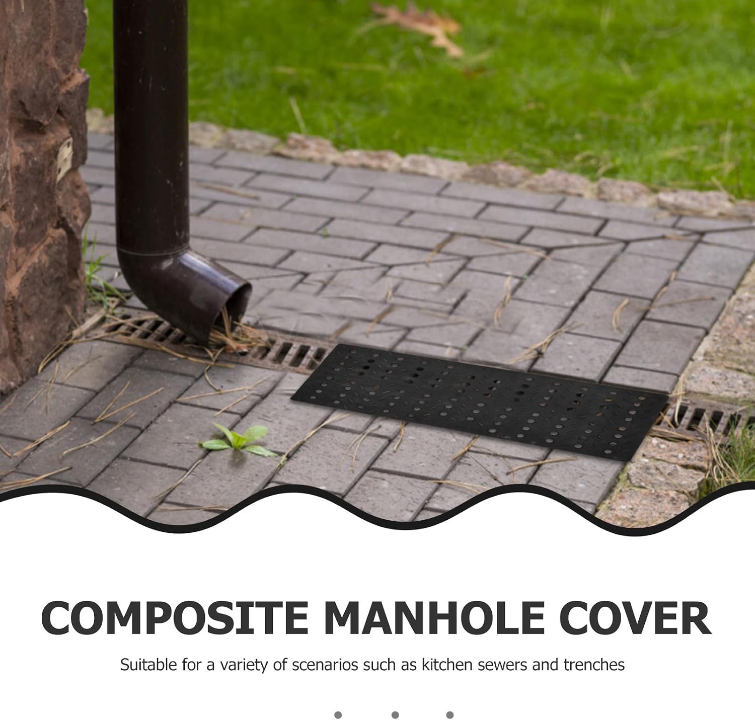 Black Plastic Kitchen Drain Grate Grid Trench Cover | Bathroom Drain Use, High-density Grid Design, Easy Maintenance and Noise Reduction, Simple Elegant Profile