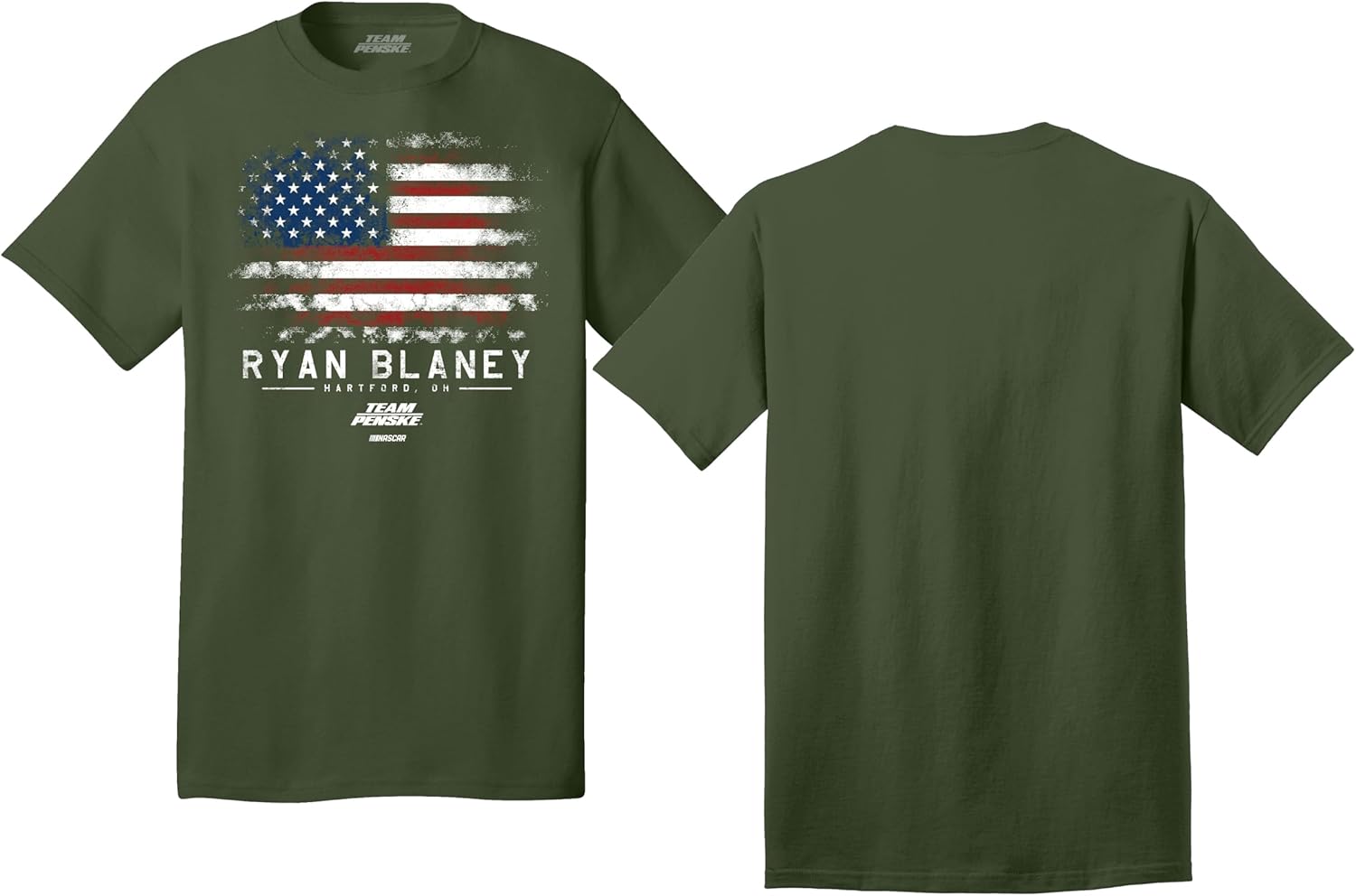 Checkered Flag Sports Adult Military Green Patriotic Flag Short Sleeve T-Shirt