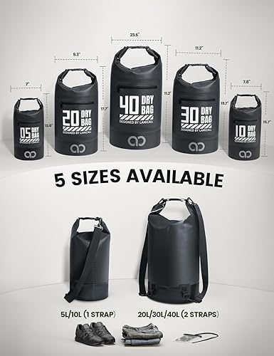 Miniatura 2 de Lamicall Dry Bag Mochila impermeable  Bolsillo con cremallera 5L10L20L30L40L Bolsa impermeable con funda de teléfono a prueba de agua, bolsa seca