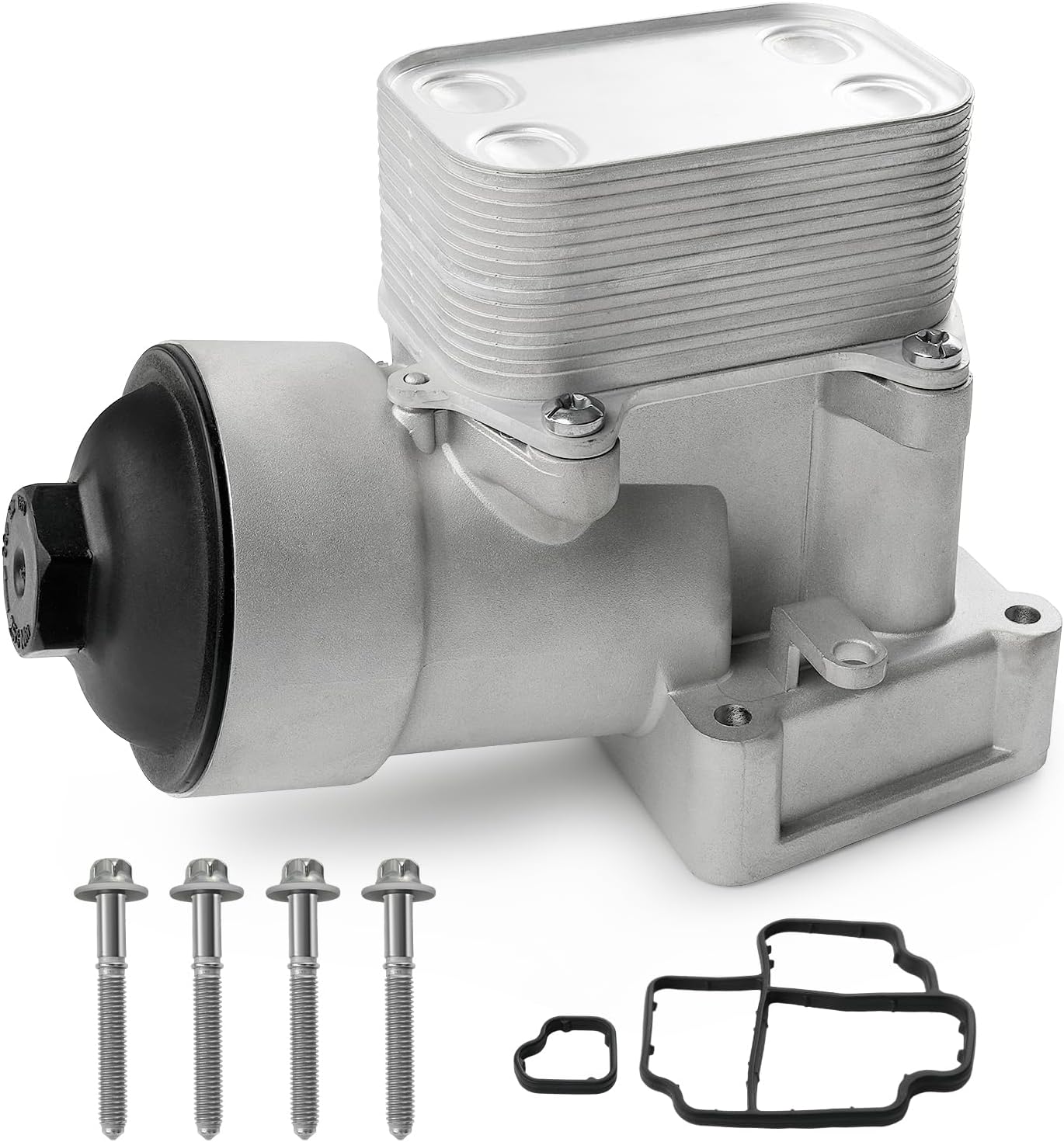 Upgraded Aluminum Oil Cooler Oil Filter Housing Assembly Compatible with 2004-2018 Volkswagen VW Amarok Passat Audi A3 Q3 Seat Altea Leon Ibiza Skoda Superb Fabia 2.0L Replace 03L115389H 03L115389B