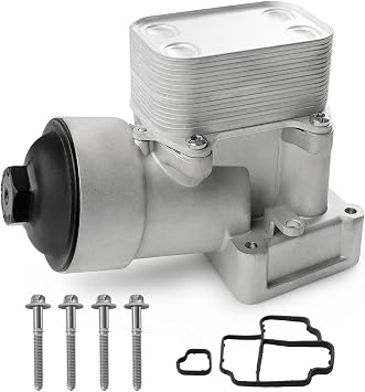 Upgraded Aluminum Oil Cooler Oil Filter Housing Assembly Compatible with 2004-2018 Volkswagen VW Amarok Passat Audi A3 Q3 Seat Altea Leon Ibiza Skoda Superb Fabia 2.0L Replace 03L115389H 03L115389B