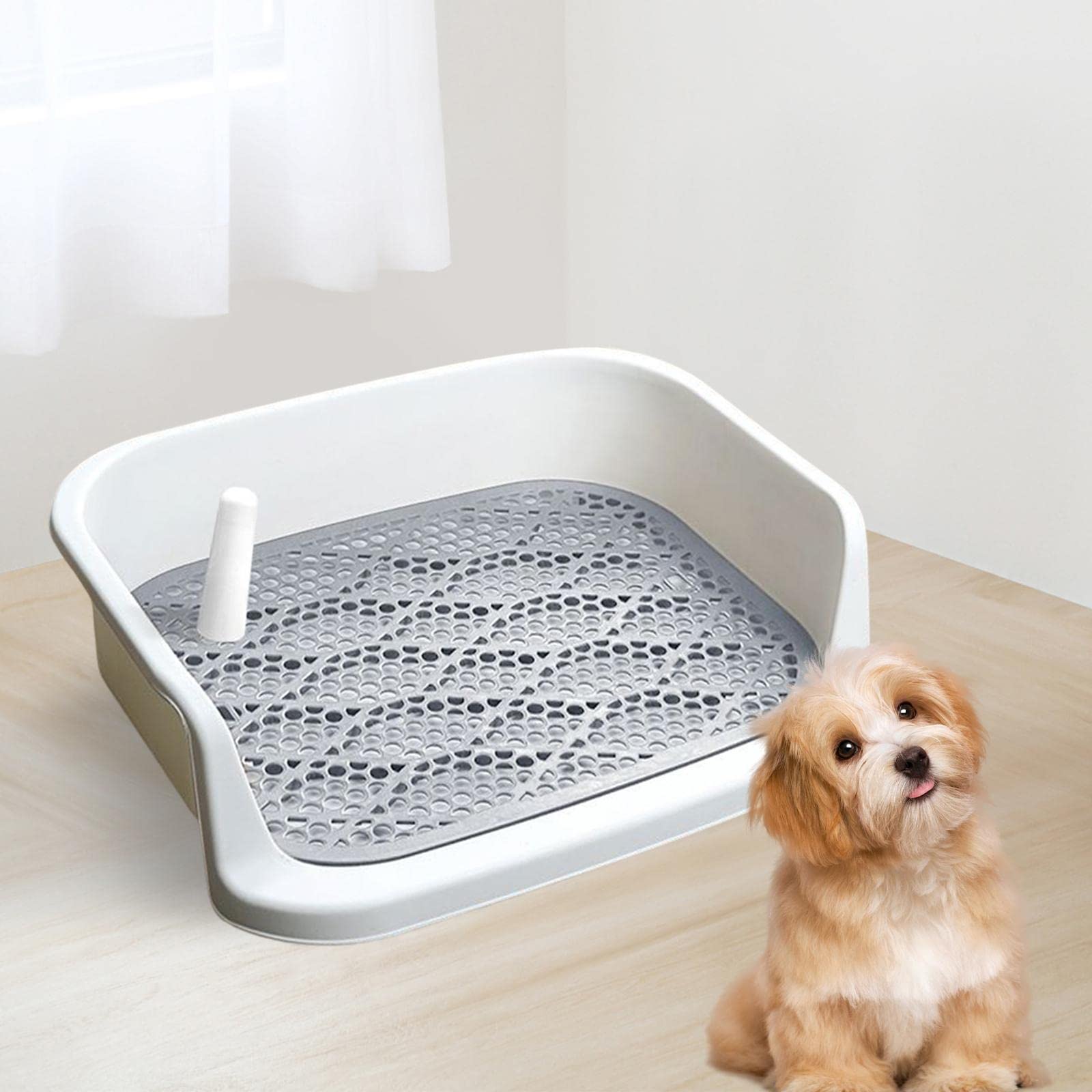 Bac à Litière pour Chiots, Outil de Nettoyage, Propreté, Blanc Gris