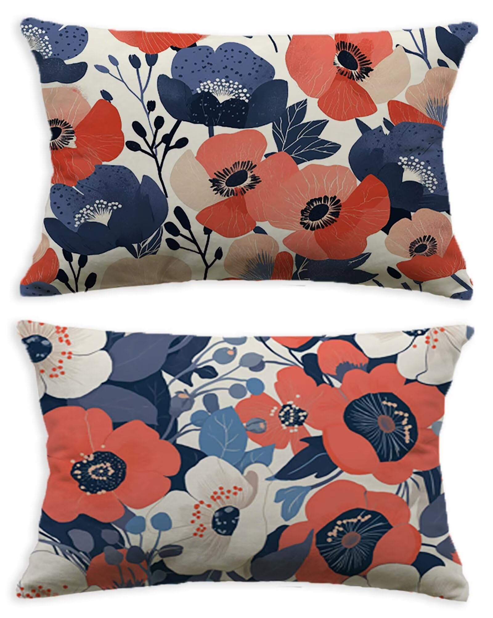 Housse de coussin 60x90 lot de 2 en velours doux imprimé fleurs pour décoration