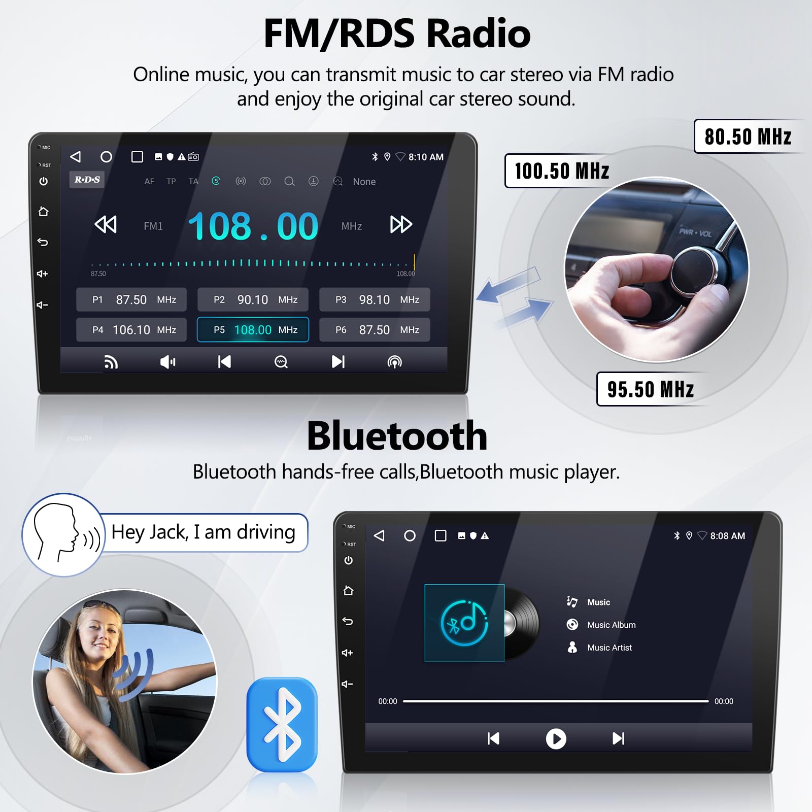Android 13 2 Din Autoradio für Ford Focus Mk2/Mk3 2004-2011 mit Carplay Android Auto, 9 Zoll HD Touchscreen Radio Player mit Bluetooth WiFi GPS FM EQ Mirror Link