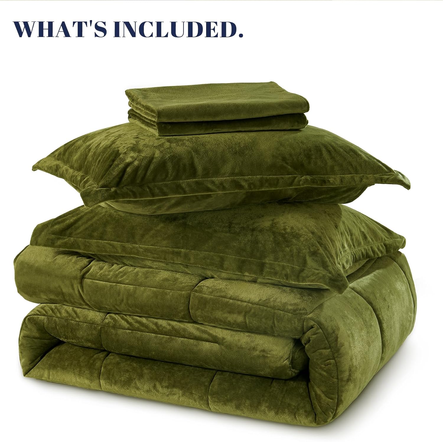 PHF Double-Sided Velvet Comforter Set Queen Size, 5 Piece Soft Luxury Winter Warm Bedding Sets, Modern Bed in A Bag Including 1 Cozy Comforter, 2 Pillow Shams, 2 Euro Shams for Home Decor, Olive Green - Image 7