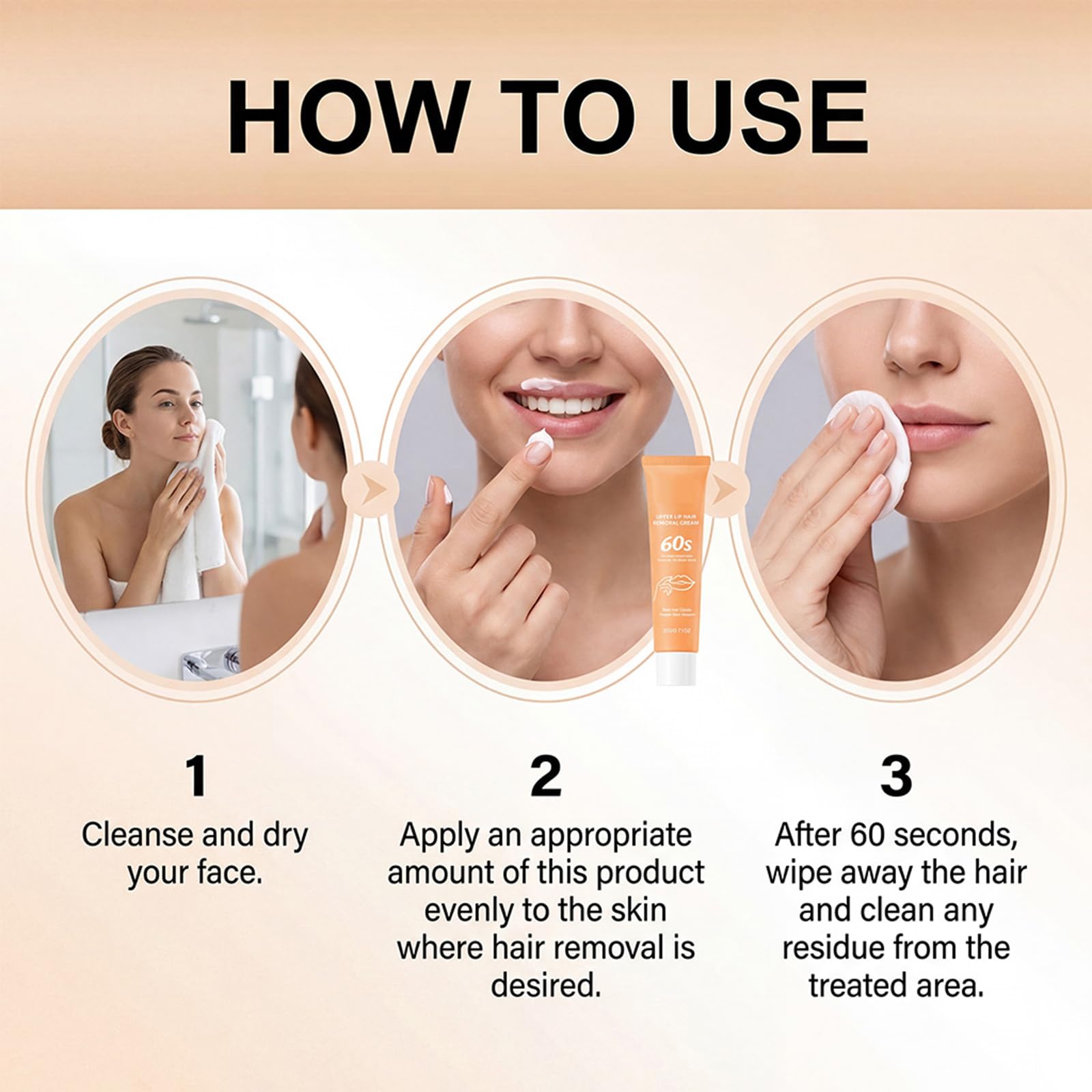 Crema per la depilazione del viso per le donne, crema per la depilazione del viso indolore per labbra superiori, mento e preferiti, creme per la depilazione per pelli sensibili morbide (8PCS)