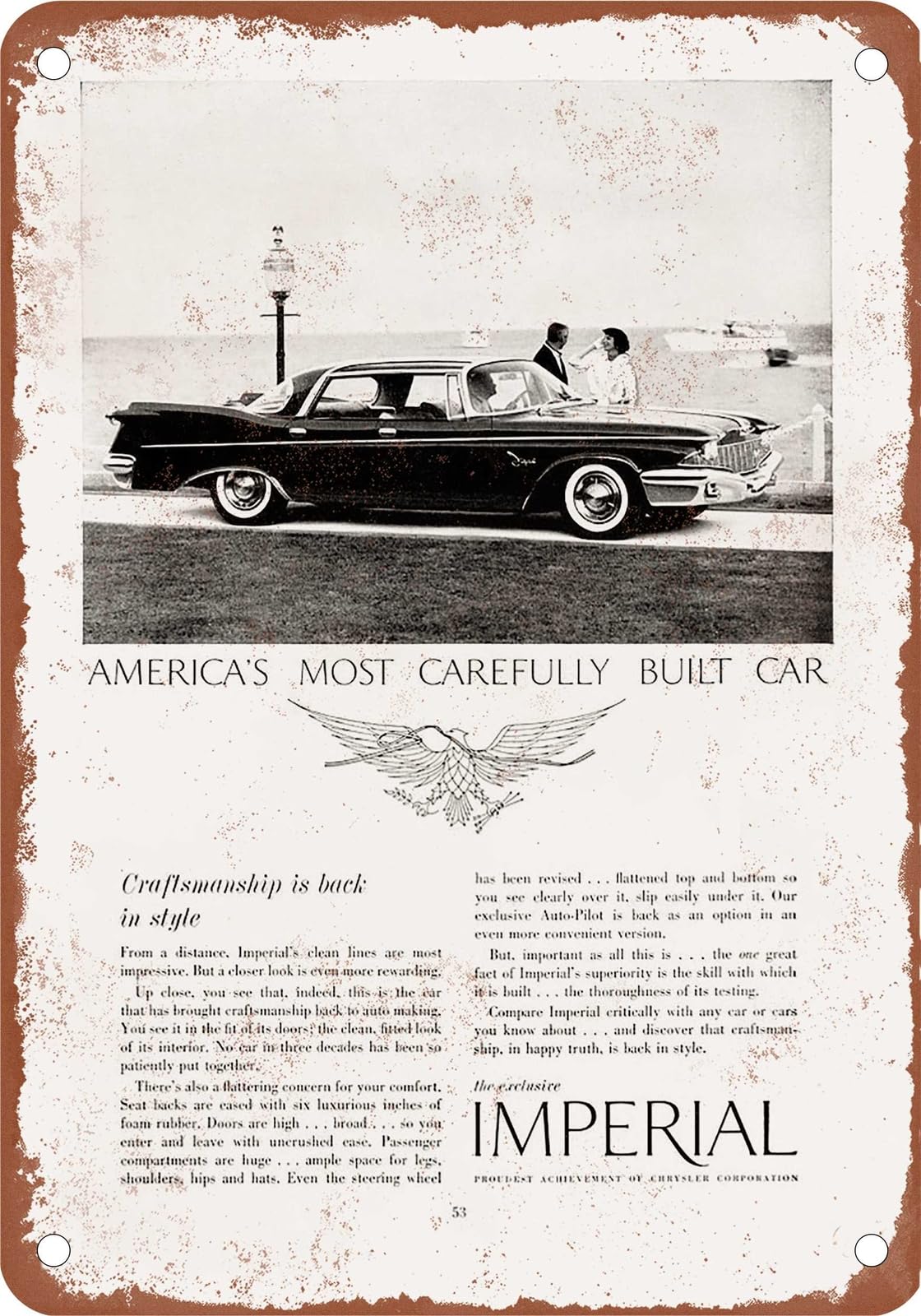 METAL SIGN - 1960 Imperial Vintage Ad 15 - Old Retro Rusty Look home decor