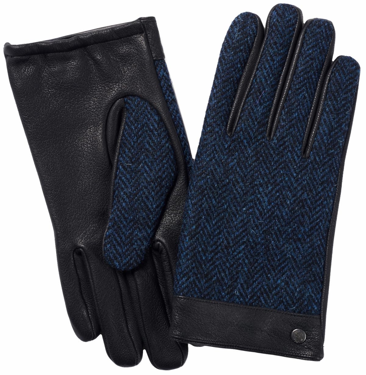 Failsworth Lundale Harris Tweed Leather Gloves - Pattern 3302 - Navy, Medium