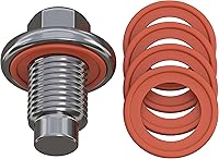 Vista 11 de Tapón de drenaje de aceite de acero M12x1.75 con 5 juntas de goma – Reemplazo de 12mm