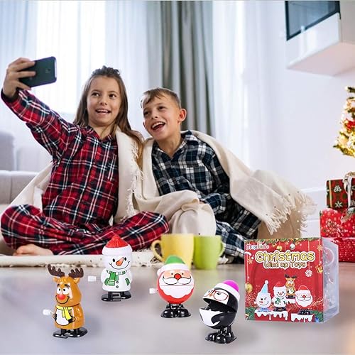 Miniatura 8 de Max Fun Surtido de 12 juguetes navideños para rellenar bolsas de regalos de fiesta de Navidad (juguetes de cuerda navideña)