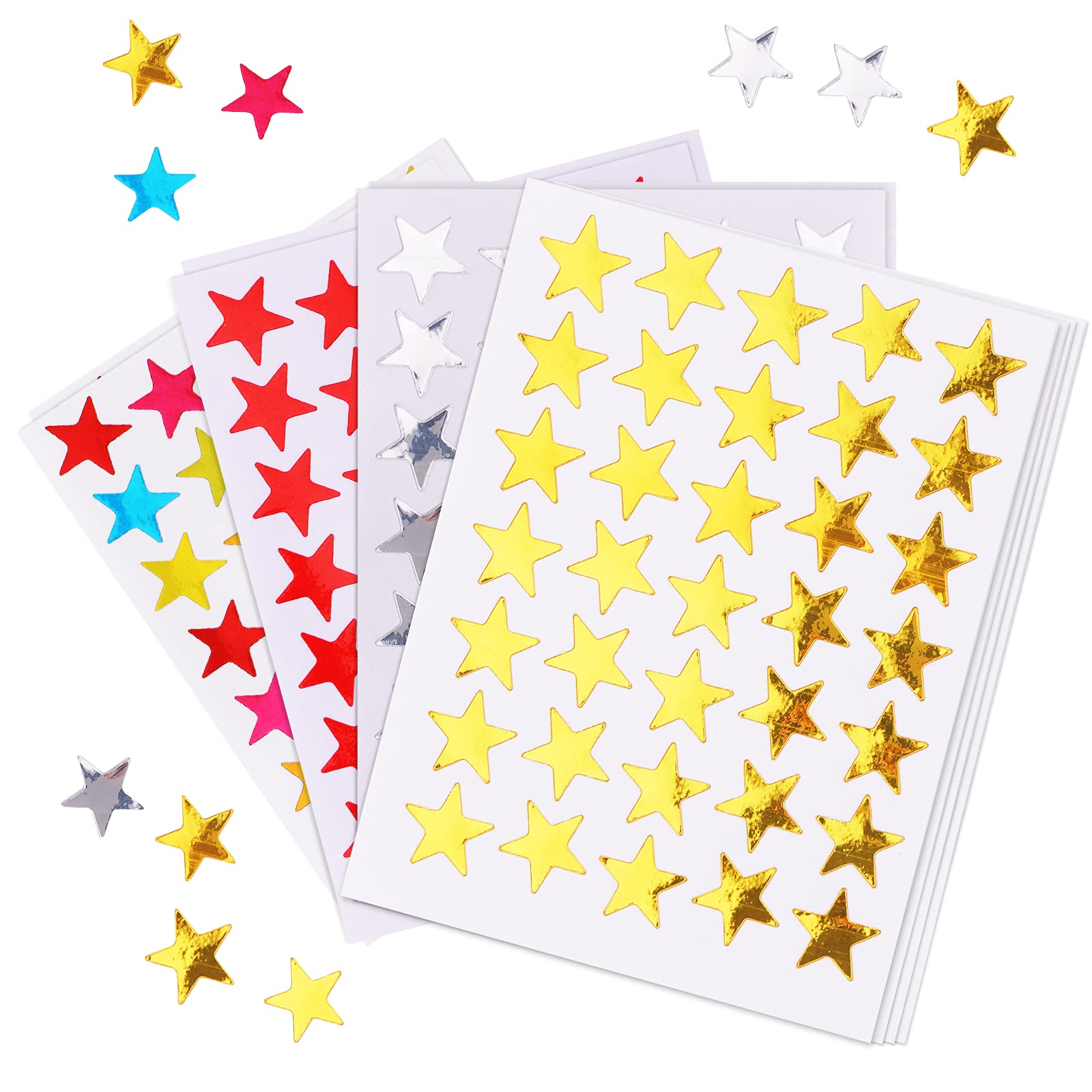 Molain Stars Stickers, 100 Sheets 3500 Foil Star Metallic Stickers, Reward Five Pointed Star Labels Star Reward Stickers Incentive Stickersfro School Student Home Bar DIY Office Supplies Awards Decor