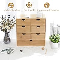 Vista 4 de Bamboo Desk Organizer 4 Drawers, Countertop Organizer with Drawers Makeup Storage Drawer 4 Drawers Tabletop Storage Organization Box Home Office