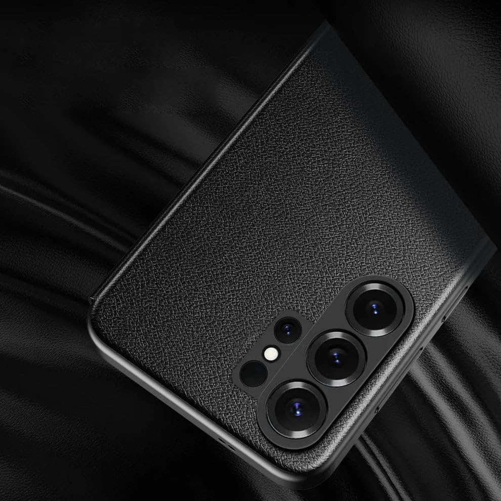 Image of MILLION CASES Intelligent View Side Window Flip Case for Samsung Galaxy S24 Ultra - Leather | Midnight Black | 360 Protection | Ultra Slim Lightweight
