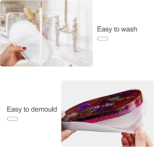 Miniatura 4 de 3 moldes de resina de silicona para bandejas de bricolaje, moldes ovalados para hacer joyas, molde de fundición de resina epoxi transparente para