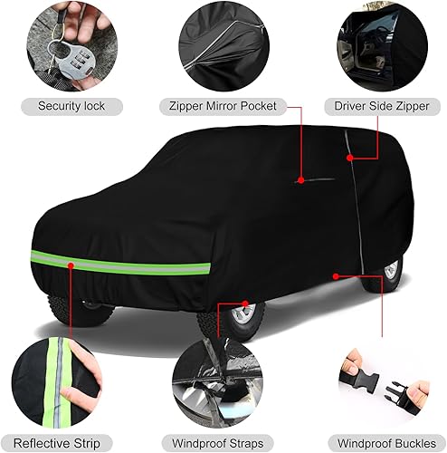 Miniatura 10 de Funda impermeable de repuesto para Jeep Liberty 2001-2013, 6 capas de ajuste personalizado para exteriores para todo tipo de clima, cubierta