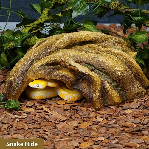 Miniatura 31 de Reptile Rock Reptil Ocultar Cueva Escondite Terrario Habitat Decoración Adorno Refugio Refugio para Serpiente, Geckos, Lagartos, Tortuga, Ranas