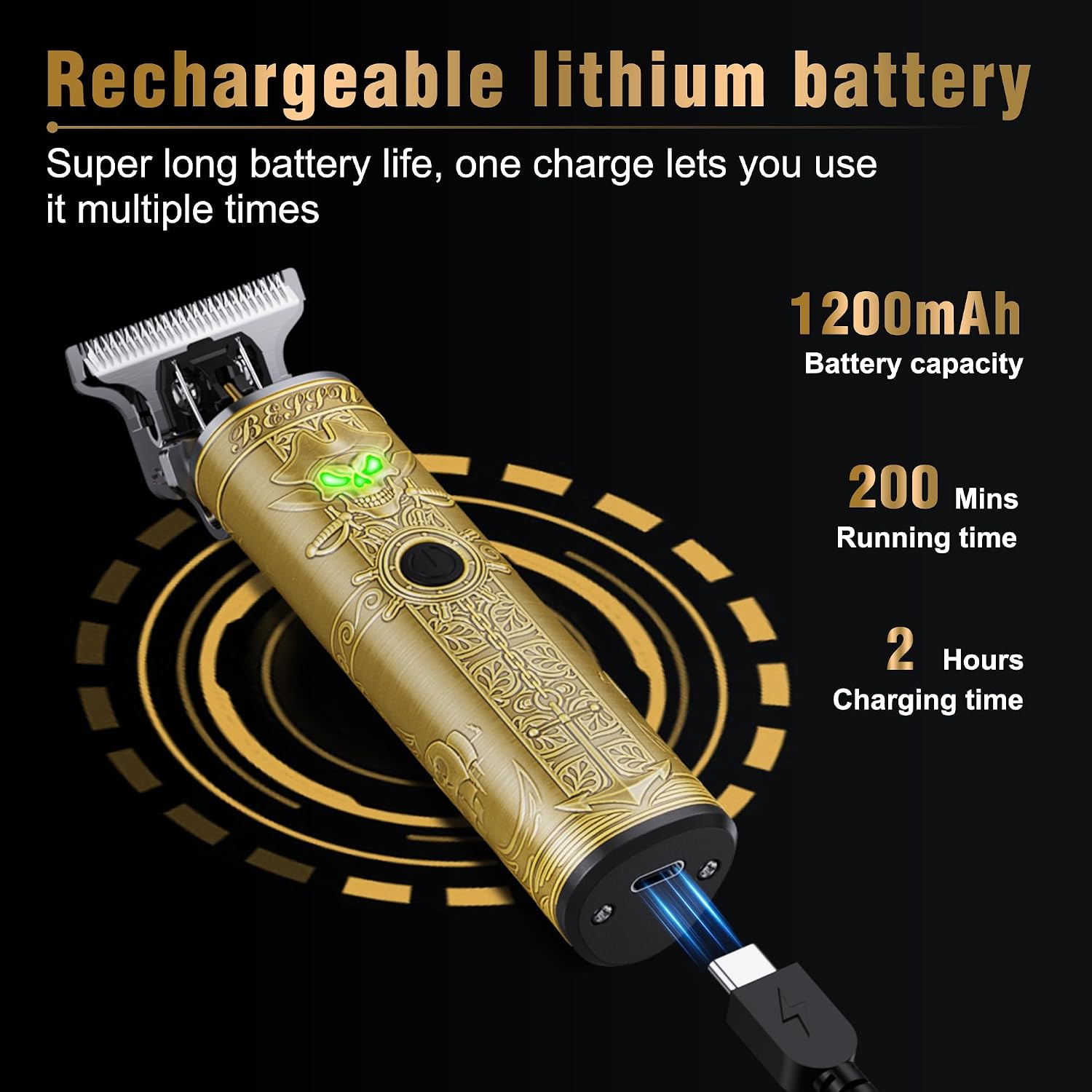 FADEKING Beard Trimmer for Men, Mes Hair Trimmer T-Blade Trimmer Cordless Rechargeable Edgers Clippers Haircut & Grooming Kit with Travel Storage Case image 4
