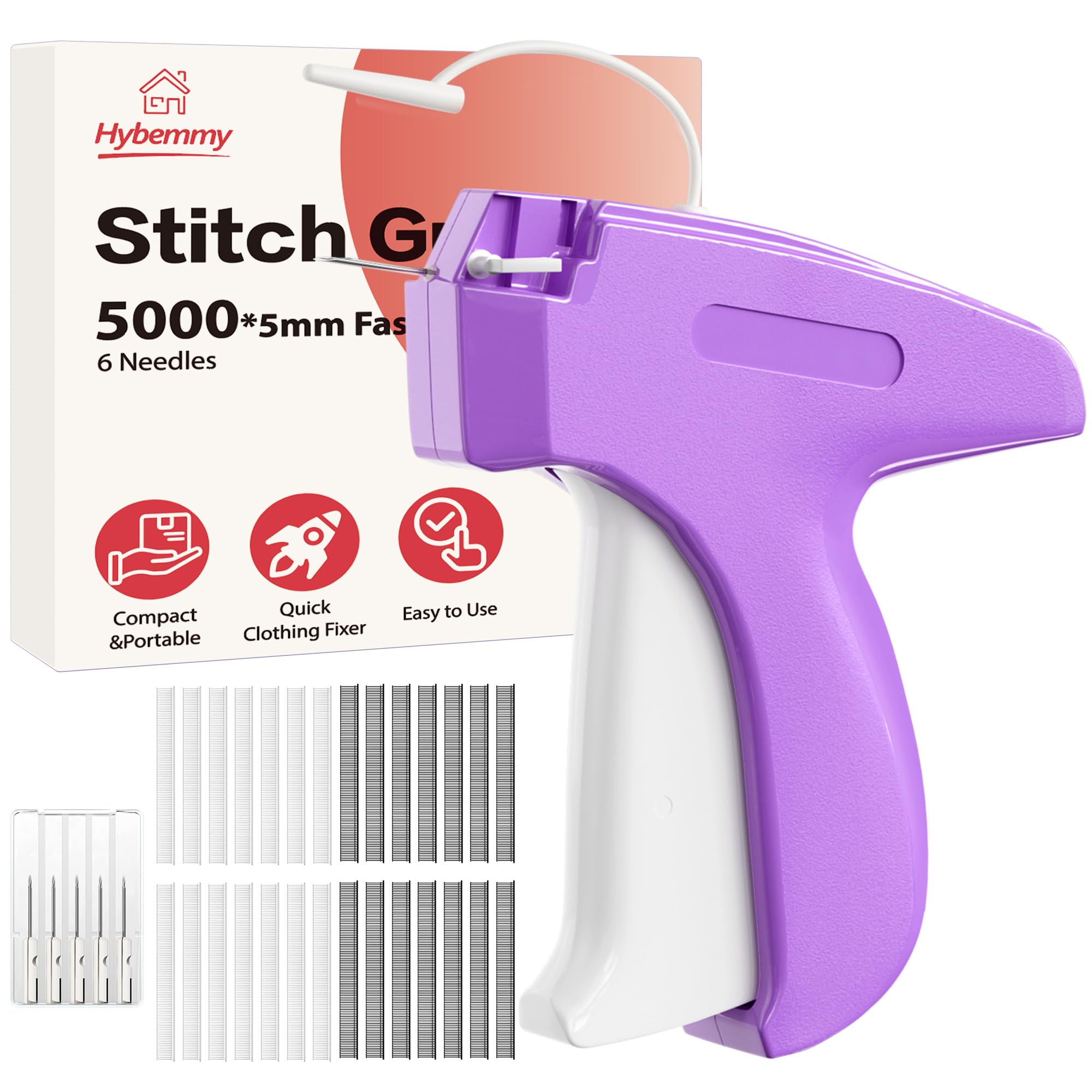 Stitch Gun for Clothes, Tagging Gun, Quick Clothing Fixer, Violet
