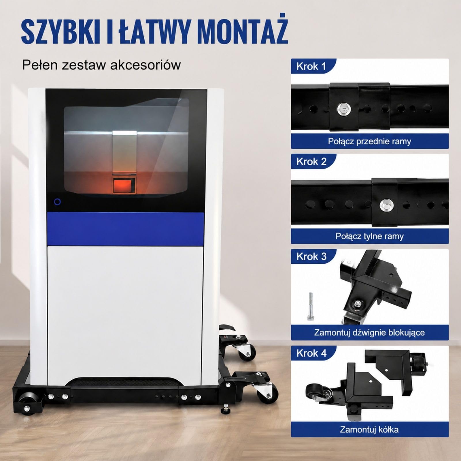 Rolki transportowe do mebli z regulowaną podstawą mobilną i kółkami do szafek, urządzeń oraz warsztatu