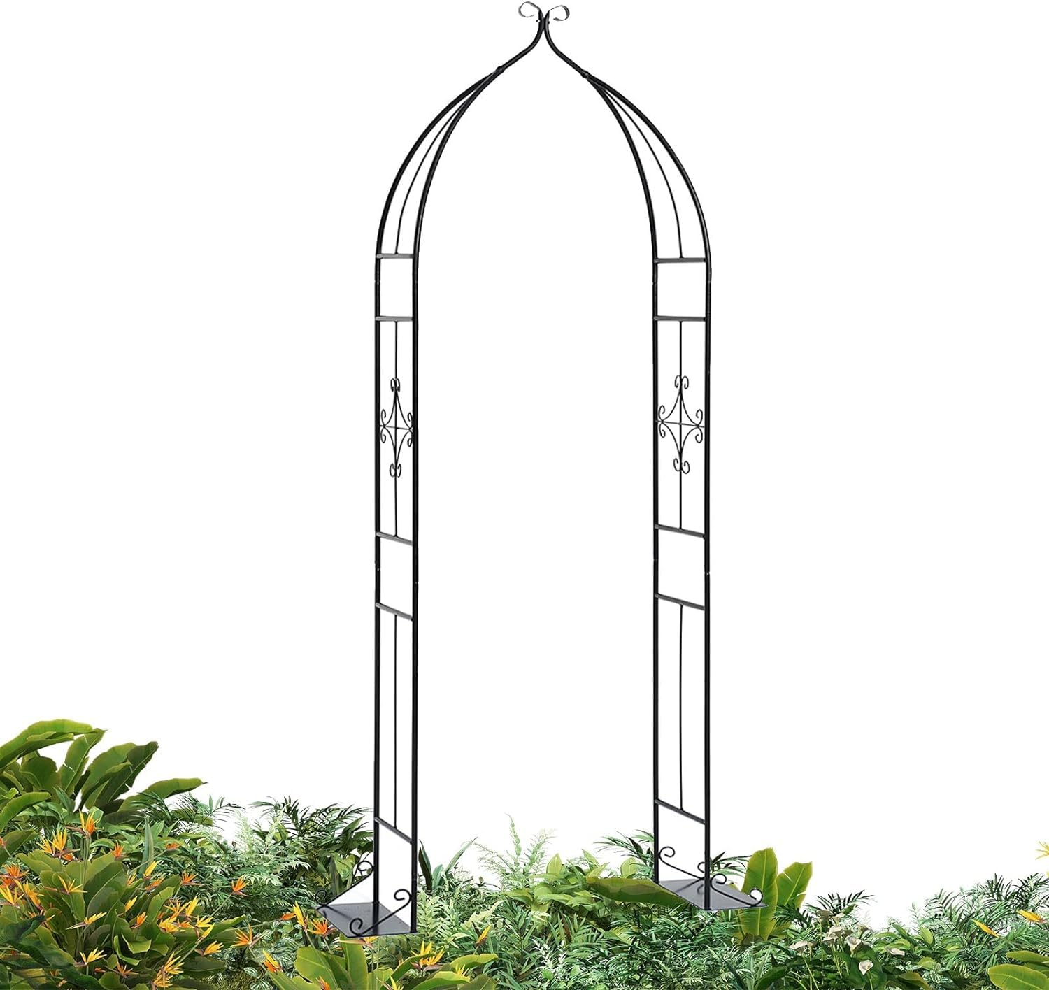 Grille d'arche de jardin pour plantes grimpantes et roses avec base
