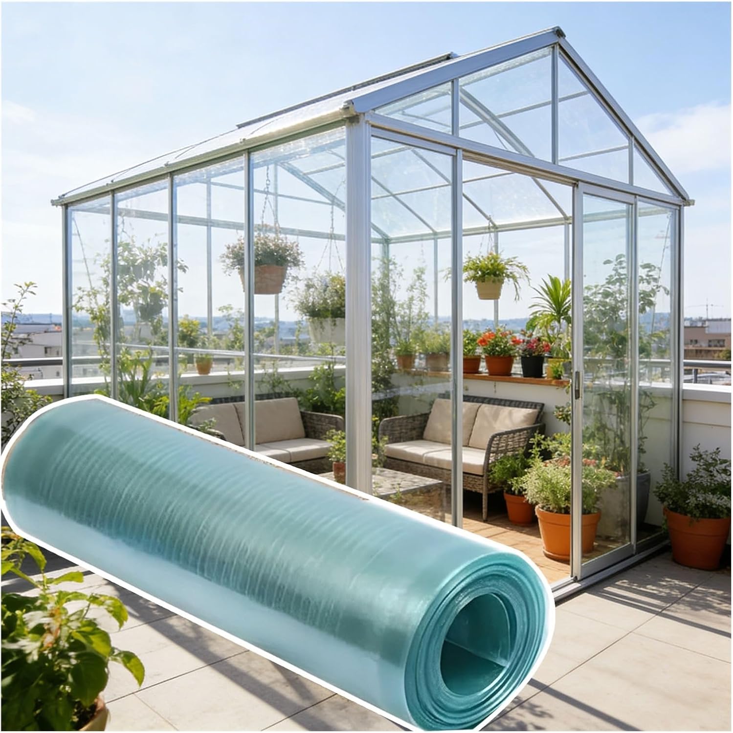 Polycarbonate Roof Panels, Polycarbonate Sheets Roof Waterproof and Snowproof for Horticulture, Agriculture, Garages and Gazebos(0.6x2m/1.97x6.56ft)