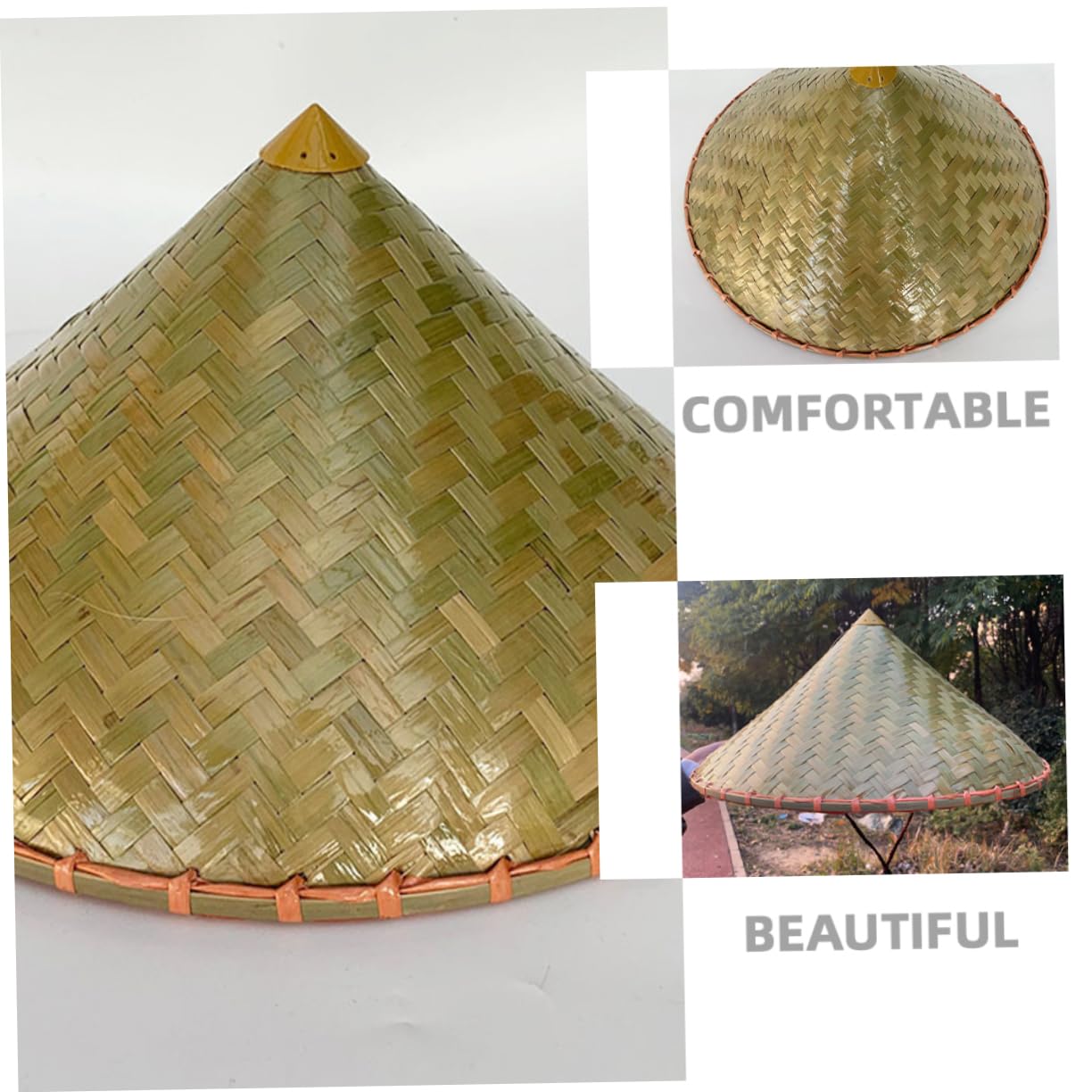 Cabilock Sombrero Cónico de Bambú para Adultos, Ligero y Transpirable, Adecuado Vida Diaria y Fiestas, Diseño Tradicional Japonés Resistente y Elegante